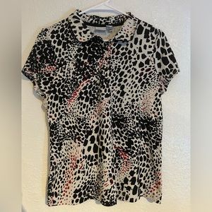 Zenergy Golf by Chico’s, Size 1 Athletic Shirt. Animal print, white, black, red.